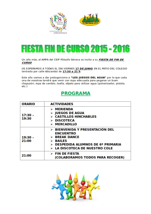 Programa Fiesta Fin de Curso 2015-16